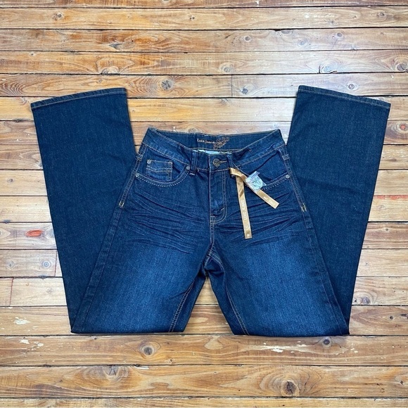 Loïs Julianne jeans boot cut straight dark blue 60’s style high rise waisted 27 - Picture 2 of 15